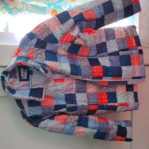 Lands' End Multicolor Patchwork Coat